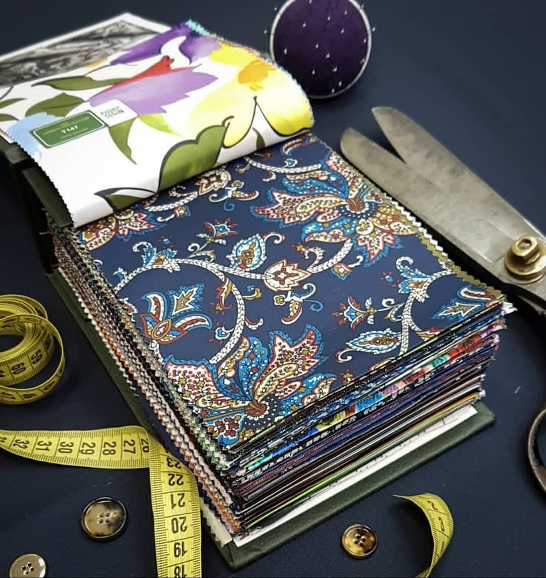 Красочные подкладочные ткани в каталоге Lean Browne and Dunsford в ателье Bourbaki.