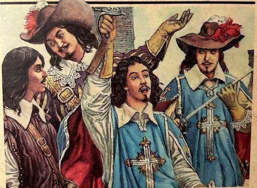 Д'Артаньян и его друзья — иллюстрация В. Воронина на обложке книги «Три мушкетёра», которую читал автор / Фото автора