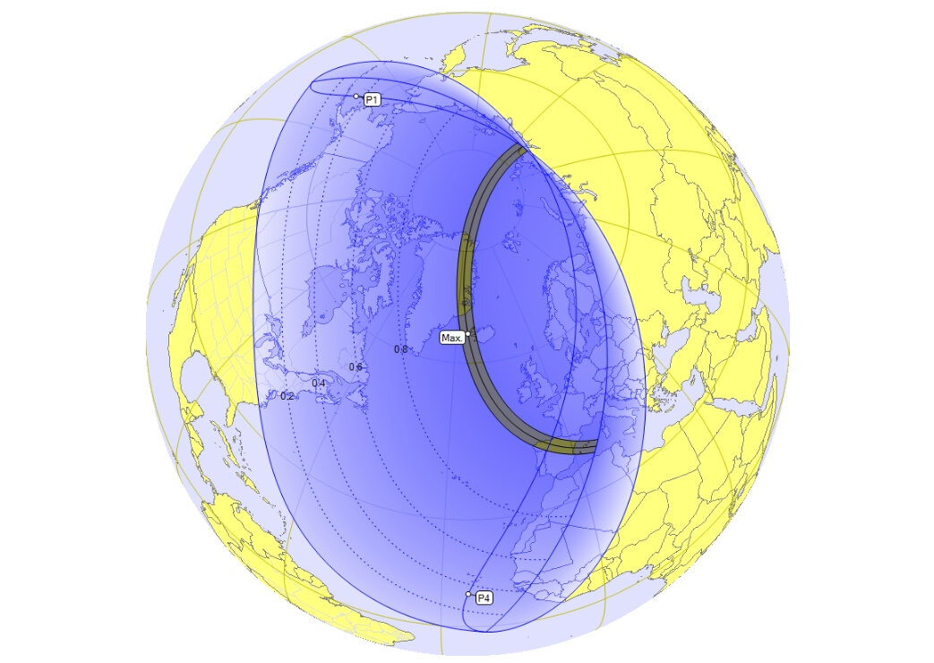  Карта видимости явления, сайт Heavens-above