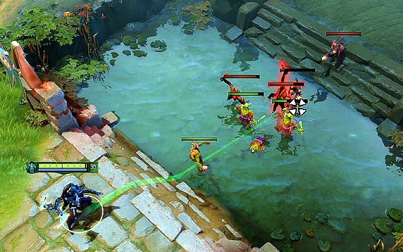 Phantom Assassin выбирает цель для атаки кинжалами.