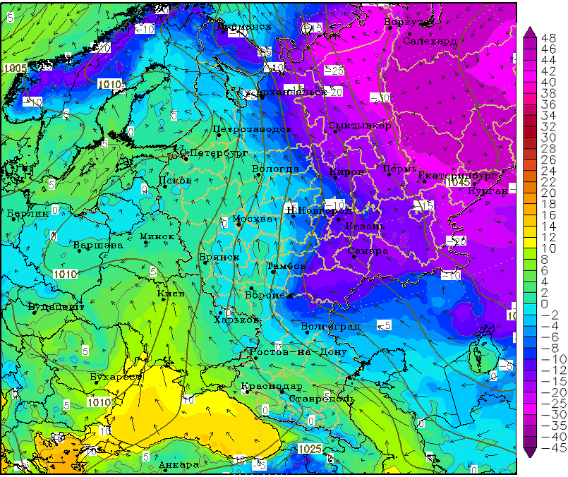 
Прогнозируемая температура воздуха в 00 ч 01.01.2021
Источник – Meteoweb.ru
