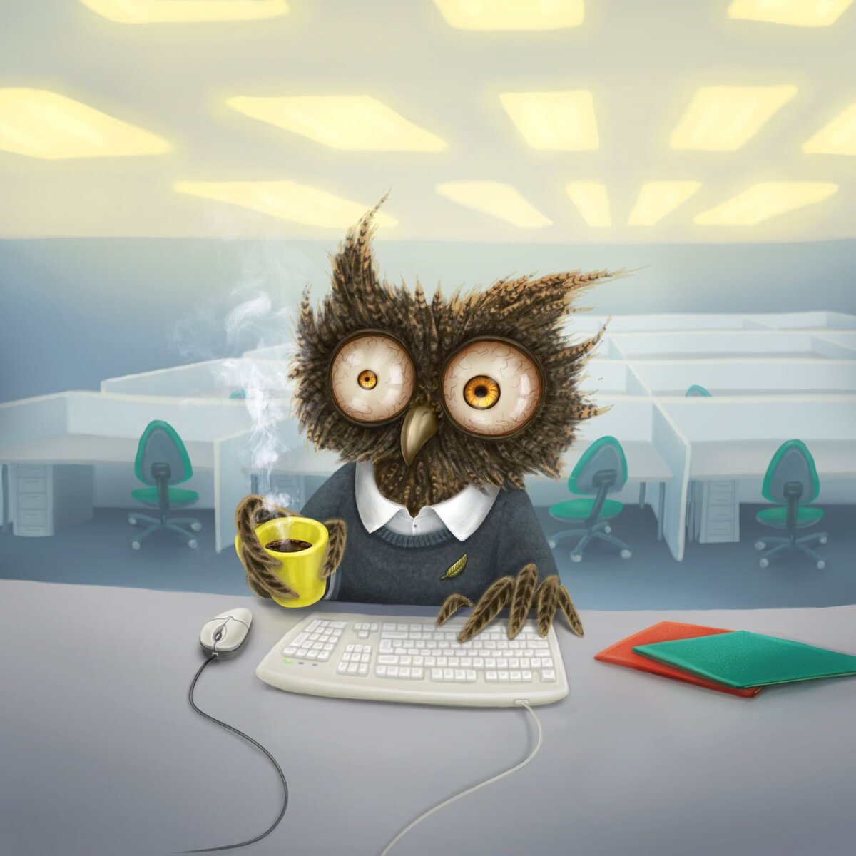 Картинка взята  в Pinterest. Кофе, по-моему, не особо помогает.  