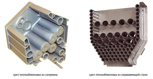 Теплообменники конденсационных котлов из силумина и нержавеющей стали