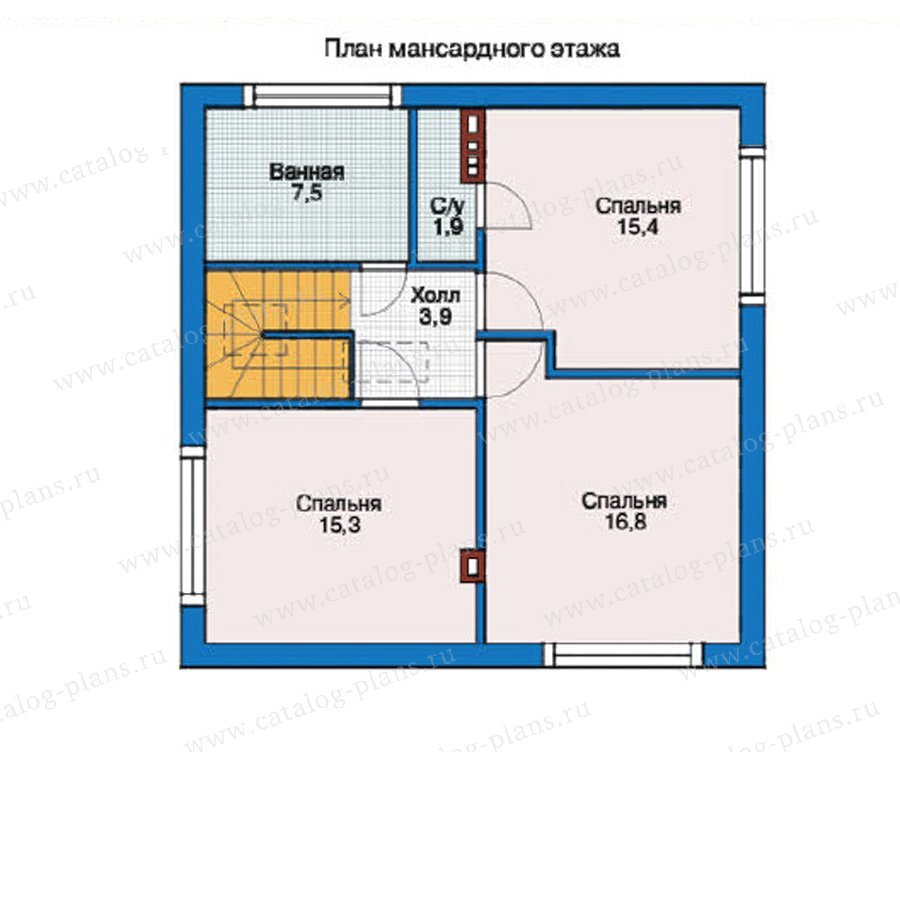 55-25 - Проект мансардного дома в итальянском стиле, площадью 124м². |  Проекты Домов - Catalog-Dom.ru | Дзен