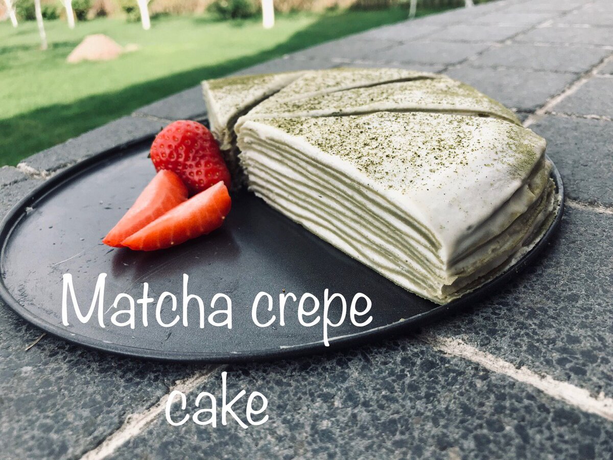 Мой первый блинный торт с чаем матча)