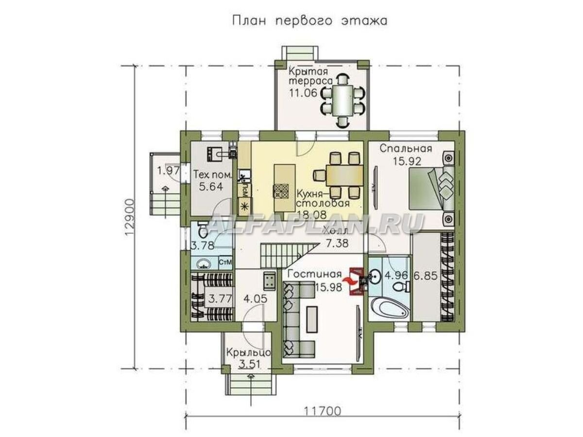НА СЛАЙД-ШОУ 2 ФОТО: Планировка дома по проекту "Простоквашино" 328А