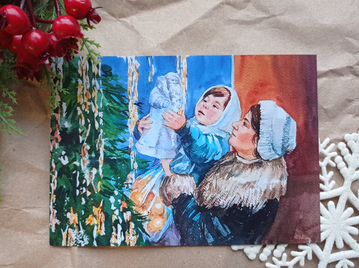 Открытка из набора. "Мама и дочка" Художник Настасья Чудакова, автор фото Д.Орлова