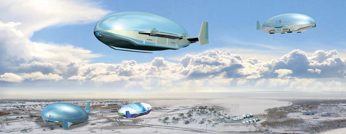 А так будут доставлять чистый водород дирижабли - дроны.