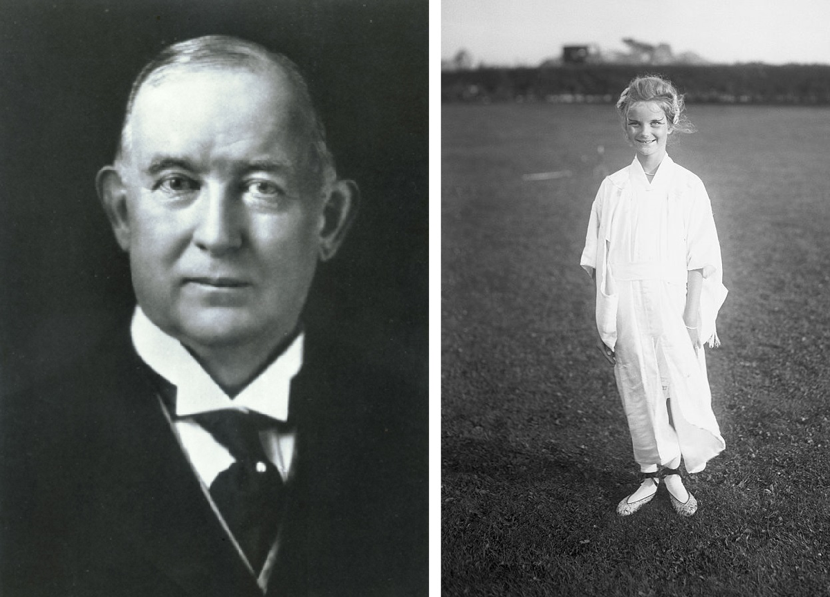 Слева — Джеймс Бьюкенен Дьюк, справа — его дочь Дорис в 14-летнем возрасте 