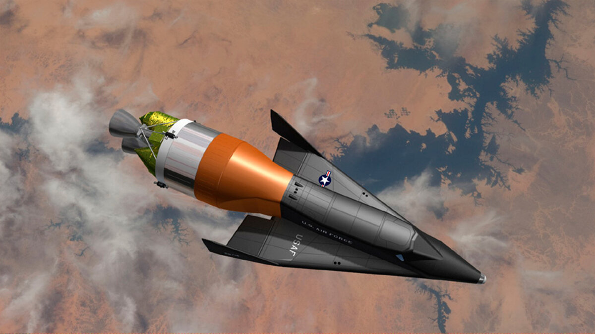 X-20 с разгонным блоком для маневрирования на орбите, 3-D визуализация