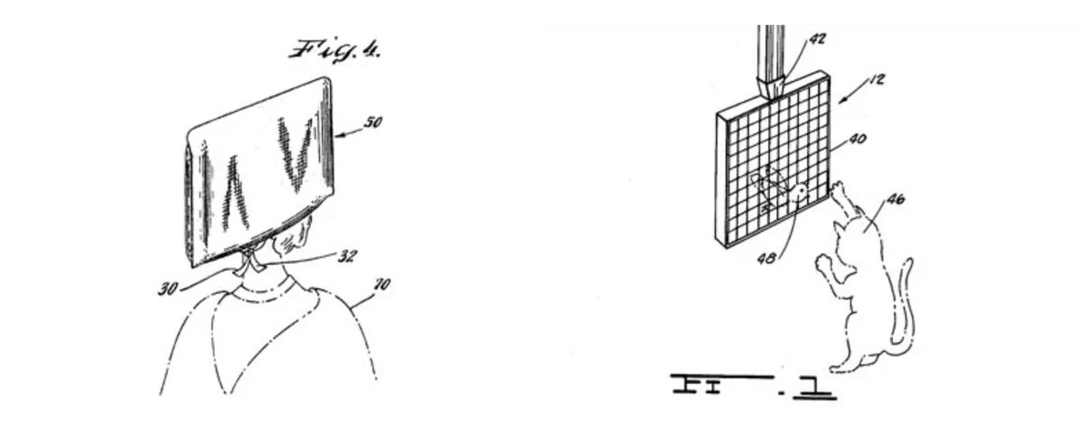 Подушка, совмещенная с защитным шлемом. Ловушка для птиц, совмещенная с кормушкой для кошки.