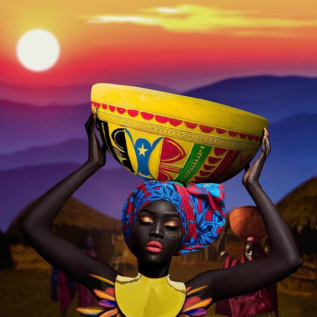 Ньяким Гатвех модель из Южного Судана. Картинка взята из источника: https://vsezdorovo.com/wp-content/uploads/-000/1/30/nyakim-gatwech-19-1024x1024.jpg.