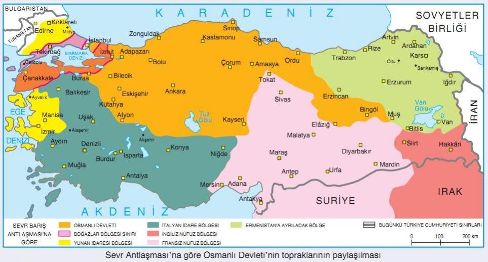 Планы раздела Турции по Севрскому мирному договору