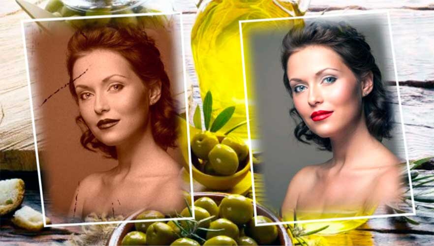 Оливковое масло для омоложения кожи лица и шеи // коллаж: gogetnews.info, geo-home.com