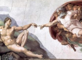 Самая известная панель потолка Сикстинской капеллы, озаглавленная “Сотворение Адама."