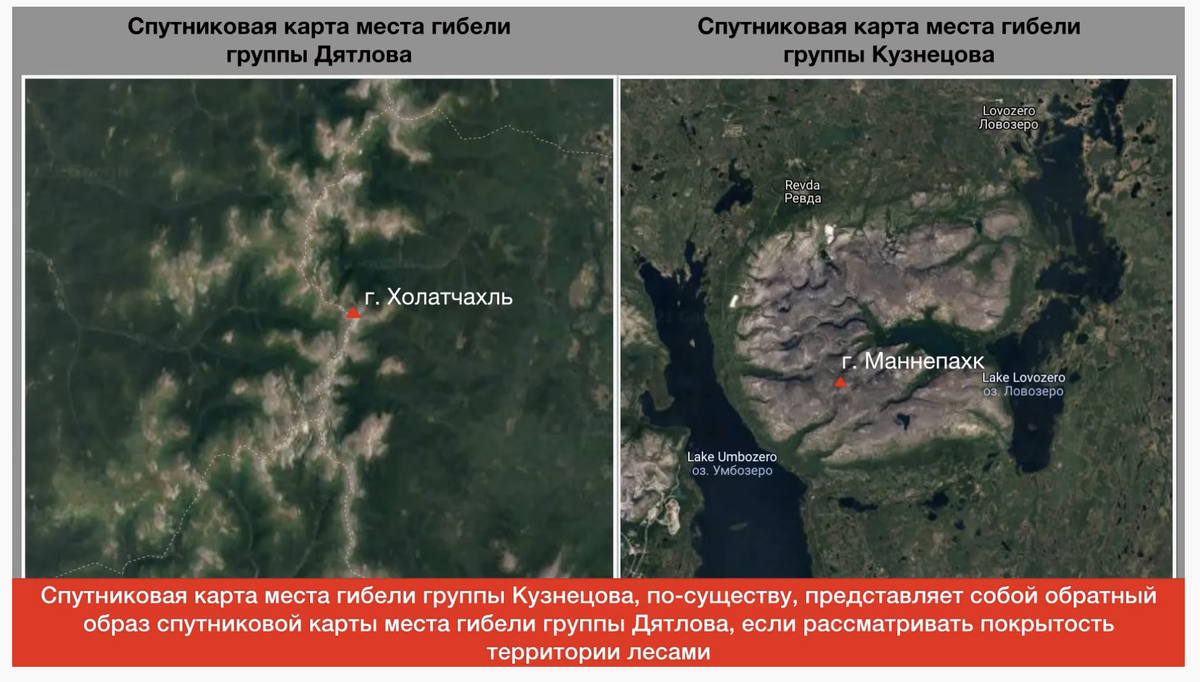 Перевал Дятлова и перевал Чивруай Ладв. Скриншот из фильма "Непреодолимая сила Кольского полуострова", ютюбканал  SnowMenk