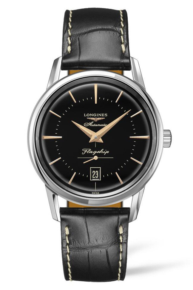 Longines Flagship Heritage L4.795.4.58.0. Часы мужские, сталь, автоподзавод, круглые, 38.5 мм, кожаный ремешок