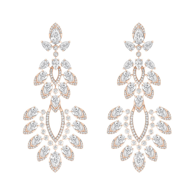 Серьги Messika из розового золота с бриллиантами огранки груша и круглой огранки (7,515 к), коллекция Born To Be Wild