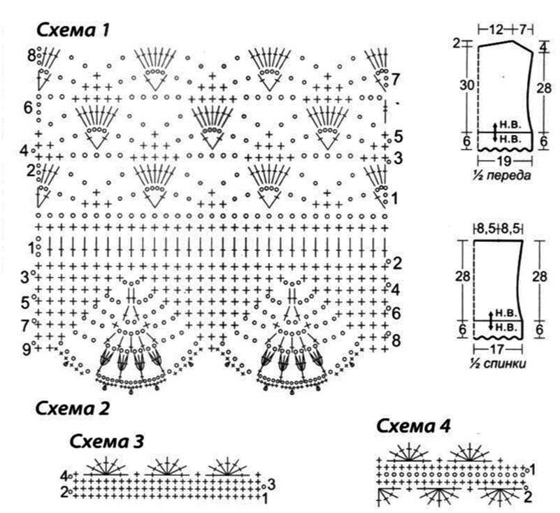 Кофта крючком подробная схема. Схемы вязания крючком ажурных кофточек для девочек. Оригинальная кофточка крючком схема.