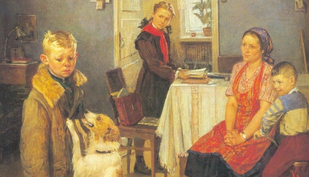 Картина "Опять двойка"  (1952г., художник.Ф.Решетников)