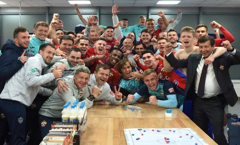    ЦСКА празднует разгромную победу над «Краснодаром» (4:1). Фото: ВК ПФК ЦСКА