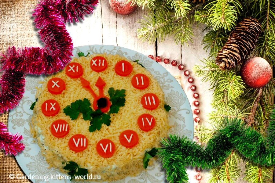 Рецепты новогодних блюд: салат «Часы»