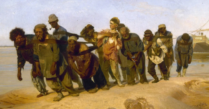 Илья Репин. Бурлаки на Волге. 1873. Фрагмент картины. Взято с сайта https://artsandculture.google.com.