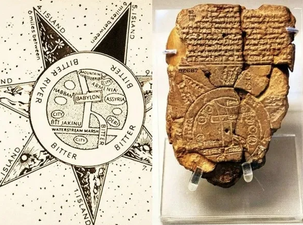 Карта вавилонян на глине с расшифровкой нижней части