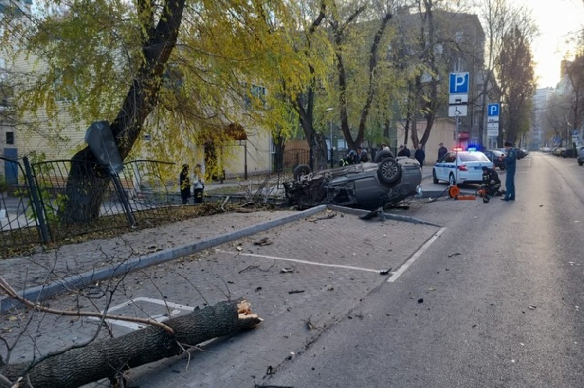 Новости воронеж 11 апреля. Перевернулась машина в Воронеже. Машина врезалась в дерево.