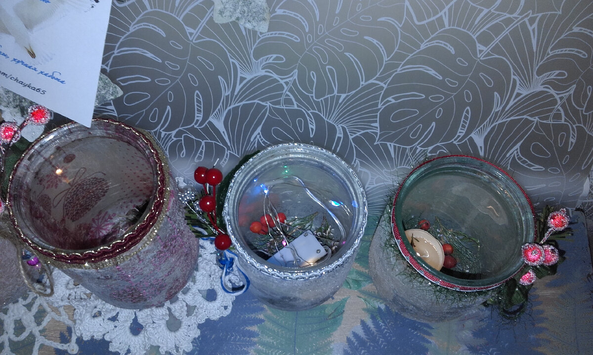 Подсвечники для сада из стеклянных банок