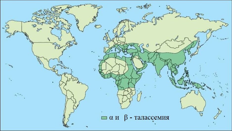 Рисунок 2. Регионы с наибольшим числом случаев талассемии. Источник: Weatherall D.J., 1997. 