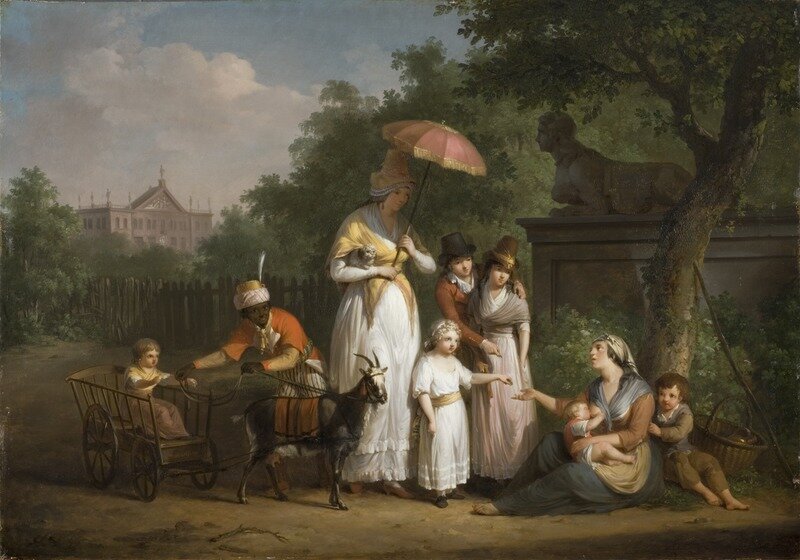 A Noble Family Distributing Alms in a Park (Mathys Ignatius van Bree)