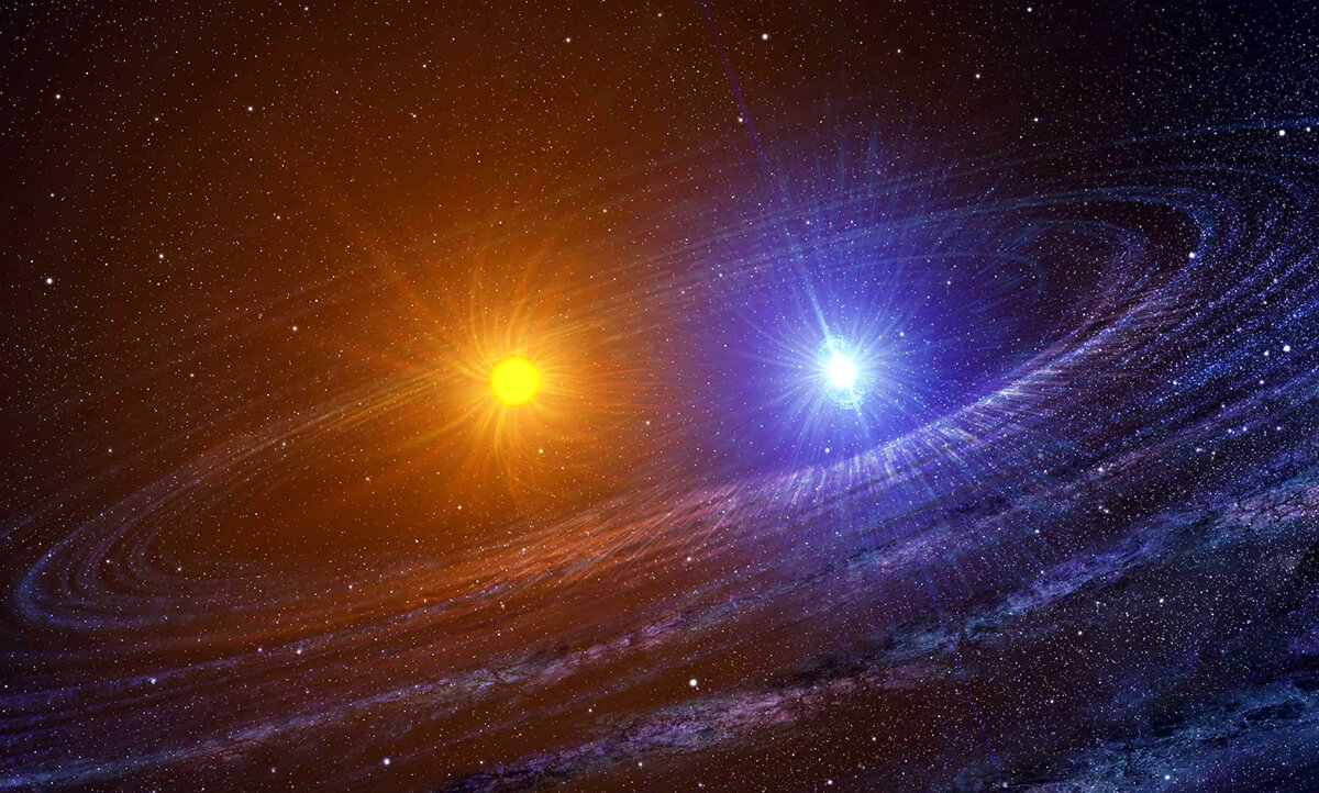 Художественное представление о звездной системе, состоящей из обычной звезды и белого карлика. Фото: NASA