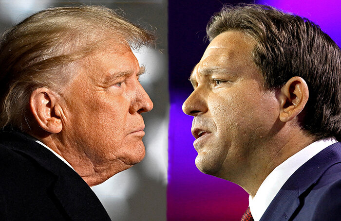    Бывший президент США Дональд Трамп и губернатор Флориды Рон Десантис.Gaelen Morse, Marco Bello/Reuters