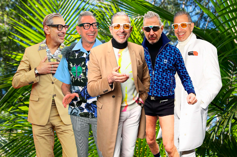 Стиль у него местами странненький, но очень цельный. Благодаря новообретенной медийности, Голдблюм сейчас сотрудничает с Prada. 