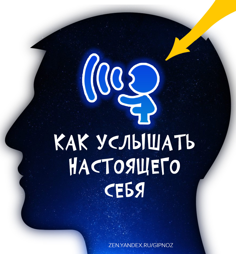 Авторская обложка для статьи "как услышать настоящего себя"