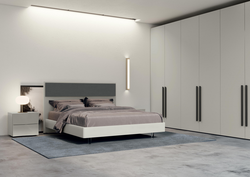 Бетонные полы в спальне в стиле эко. Автор проекта - Colombini Casa Studio