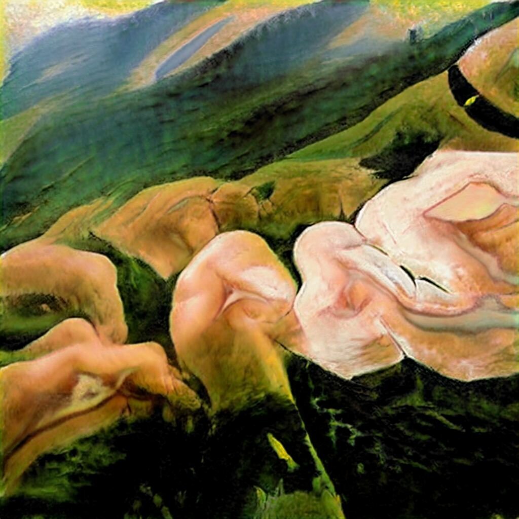 Картина "Природа взаимодействий между людьми", созданная нейросетью Яндекс.Алиса