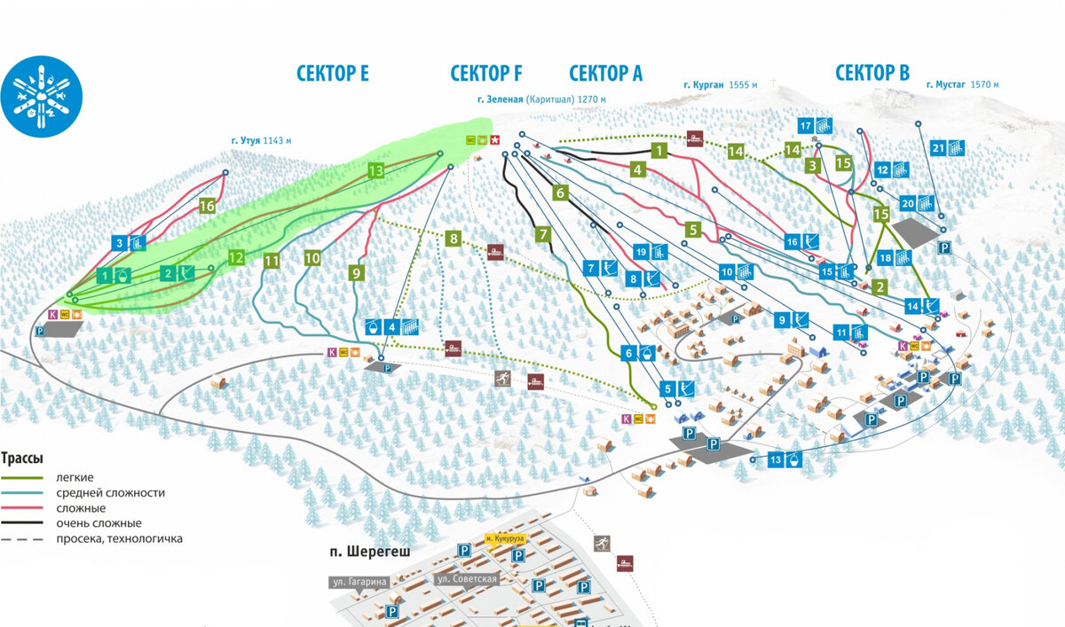 Карта шерегеш с отелями и подъемниками