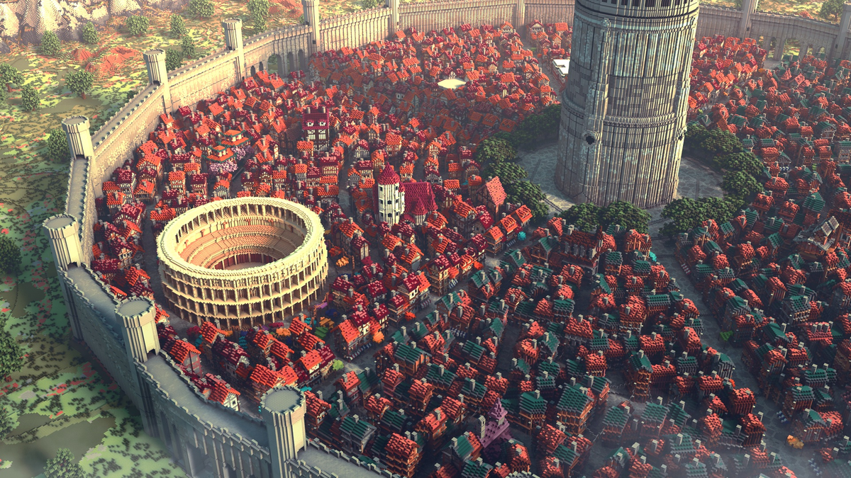 Город Лабиринтов Орарио, воссозданный в майнкрафте.