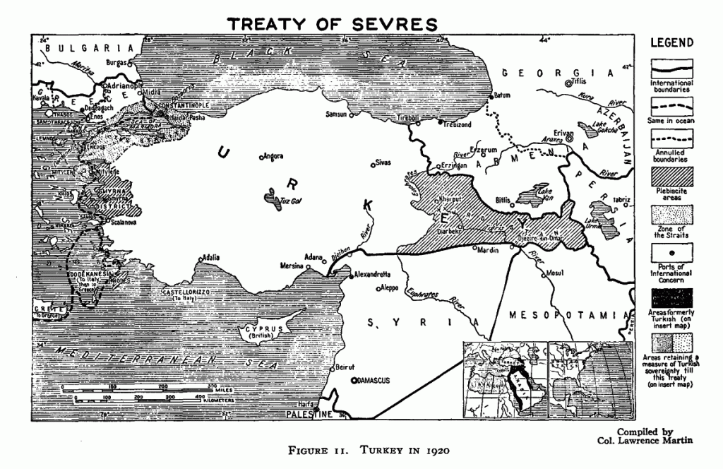 Бывшая Османская империя по Севрскому договору