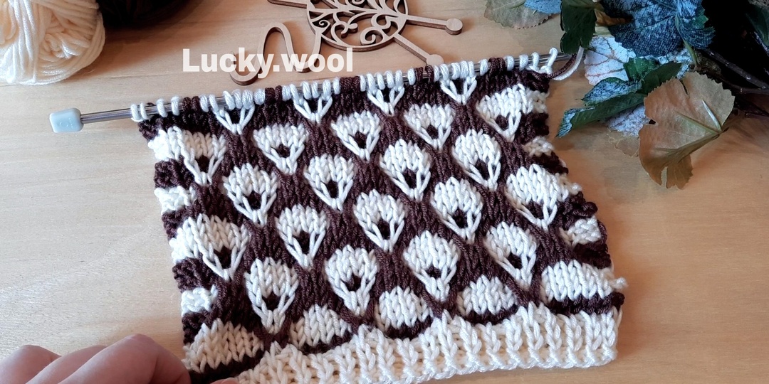 Ленивый жаккард "Воздушные шарики" спицами. Схема + описание + видео.