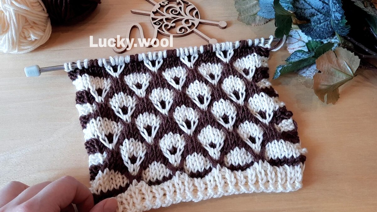 Ленивый жаккард "Воздушные шарики" спицами.