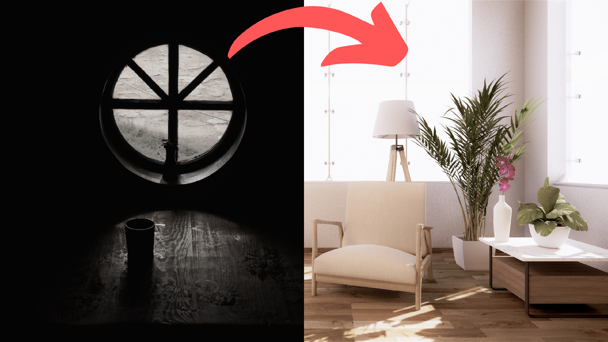 Темная комната легко превращается в светлую