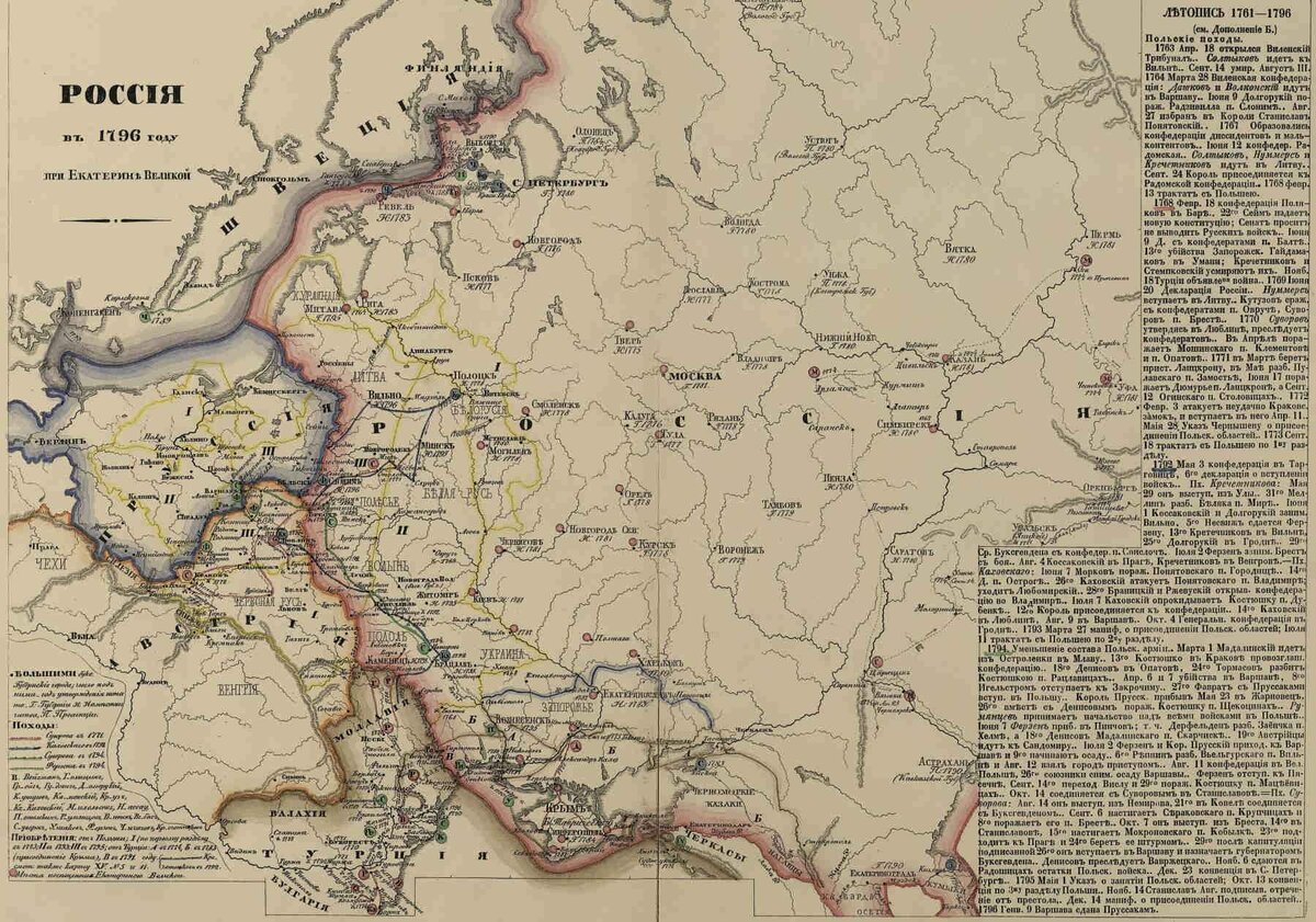 Территория российской империи при екатерине 2 карта