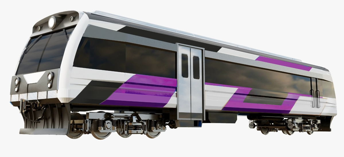 Эскиз автомотрисы серии М100, иллюстрация Baltic Loco Group SIA