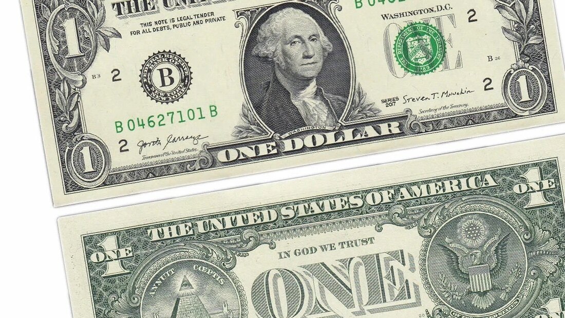 1 доллар США, обе стороны купюры