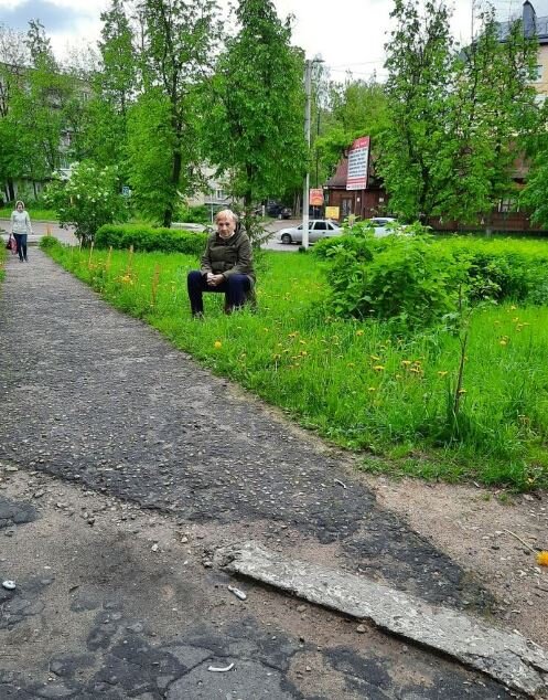 Удобство от соцзащиты. На пеньке отдыхала мама