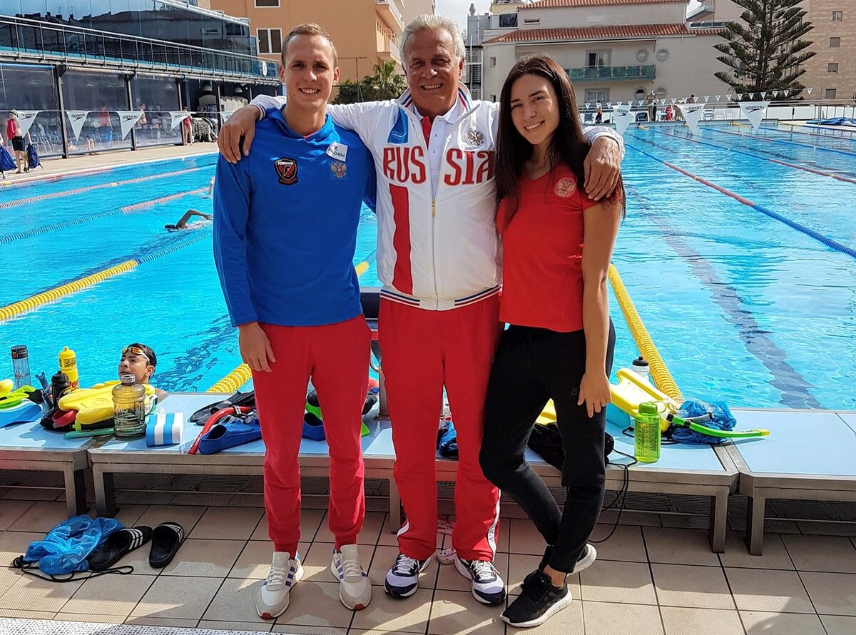 Александр Немтырёв со своими воспитанниками - Антоном Чупковым и Розалией Насретдиновой