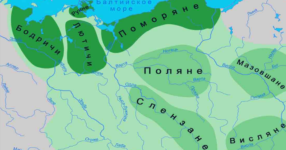 Примерное расселение полабских племён